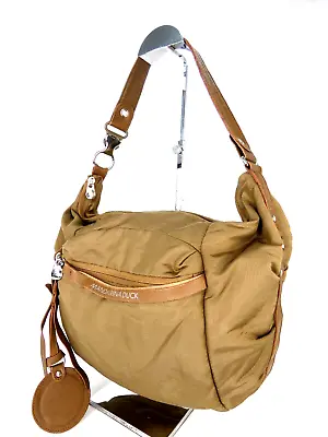 Mandarina Duck Bag Shoulder Beige Nylon Leather Strap Medium Designer • £49.99