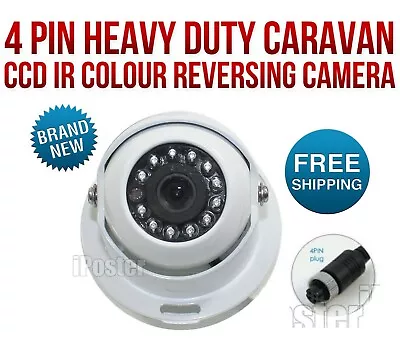 White 12 IR 4 PIN Heavy Duty Caravan CCD Reversing Camera Rear View Night Vision • $38.99