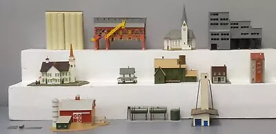 N Scale Assorted Plastic Assembled Residential & Industrial Buildings [12] • $65.99