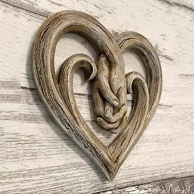 Abstract Carved Heart Wall Mount Sculpture Artwork Statue For Wedding Gifts • $44.64