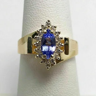 Marquise Tanzanite Diamond Lab-Created Engagement Ring 14K Yellow Gold Plated • $97.99