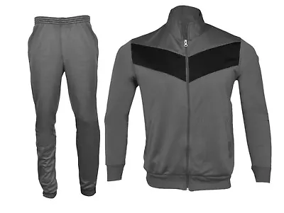 Gym Mens Polyester Tracksuits Slim Fit Casual Wear Pants Zip Funnel Neck UK • £17.95