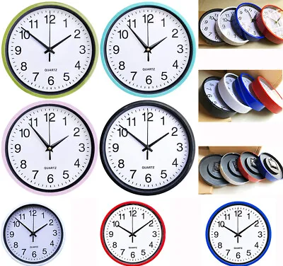 Round Wall Quartz Clocks Silent Sweep Bedroom Office Kitchen Movement Home Clock • $16.99