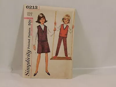 Vintage Simplicity Printed Pattern Child Size 6 #6213 From 1965 UNCUT • $8