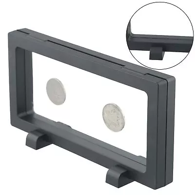 2Pack 3D Floating Coin Display Frame Box Jewelry Holder Case With Stand Black • £11.75