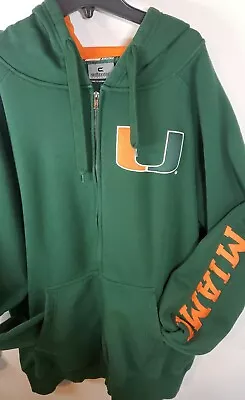 Miami Hurricanes Hoodie Mens Extra Large Green Colosseum Sports Lined Full Zip • $19.46