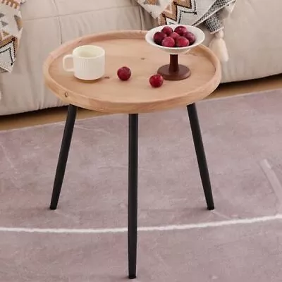 Round End Table Coffee Accent Table Log Natural Wooden Tray Desktop Nightstand T • $58.49