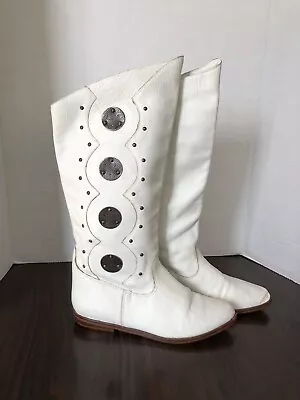 Vintage 80’s Rocker Wild Pair White Mid Calf Slouch Boots Size 6.5 • $45