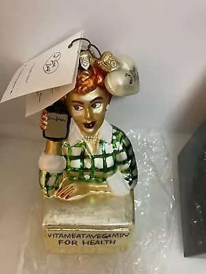 I Love LUCY Christopher Radko  VITAMEATAVEGAMIN Ornament 5” 98-LCY-01 NIBWT • $84.99