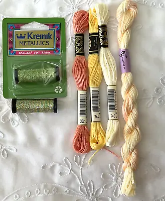 Needlepoint Embroidery Thread Collection Krenik Overdyed Floss Lot Of 6 YW GN OE • $18.92