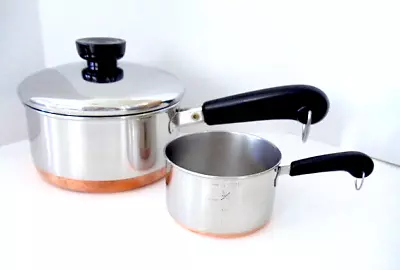 Revere Ware Copper Qt Pan Pot Clinton Ill & 1-Cup Measure • $25.99