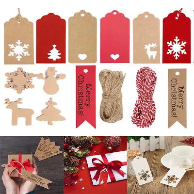£2.68 • Buy 50/100 X Kraft Paper Gift Tags Label Thank You / Love Christmas Wedding Birthday
