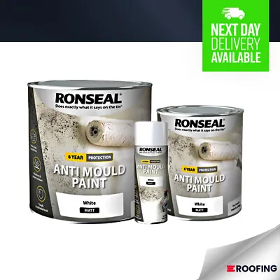 Ronseal 6 Year Anti Mould Paint White - Matt/Silk - 400ml 750ml Or 2.5L • £17.99