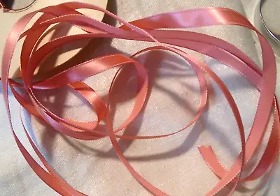 1/4  Vintage Single Face Satin Ribbon - Pink - Silk / Rayon  Bty • $2