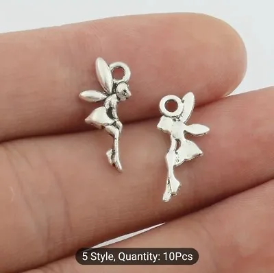 10 X Tibetan Metal Sitting Fairy Charms For Bracelet Jewellery Pendant Making • £1.89