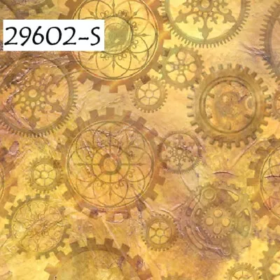 Steampunk 2 Halloween Cotton Quilt Fabric QT 29602-S Yellow Gold Gears • $10.80