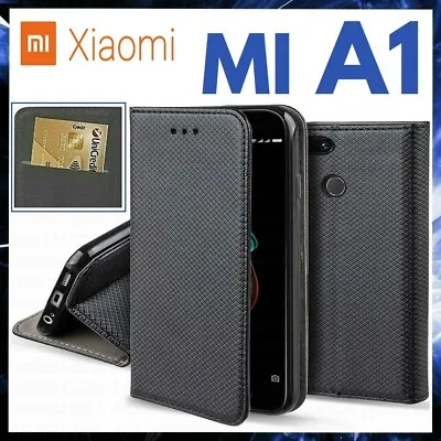 For XIAOMI MI A1 FLIP CASE BOOK LUXURY BLACK COVER PU LEATHER WALLET STAND A 1 • $12.39
