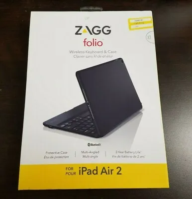 $70 • Buy ZAGG Folio IPad Air 2 Wireless Keyboard And Bluetooth Case - Black