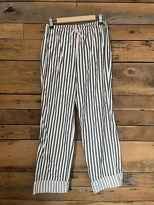 Womens Victorias Secret Pull On Drawstring Pajama Lounge Pants Sz M Gray White  • $11.36