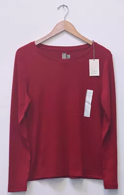 A New Day Women's Long Sleeve Ribbed T-Shirt Red Large New W/ Tag • $7.99