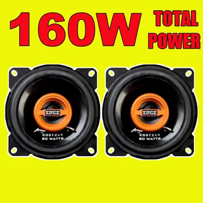 EDGE 160W TOTAL 4 INCH 10cm 2-WAY CAR VAN DOOR/SHELF COAXIAL SPEAKERS NEW ORANGE • £26.95