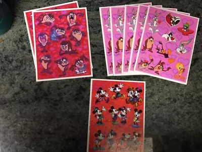 Vintage Stickers Hallmark Taz Devil Bugs Bunny Mickey Mouse 1997 1998 Valentine • $10