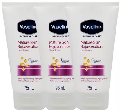 3x Vaseline Intensive Care Mature Skin Rejuvenation HAND Cream 75 Ml • £9.95