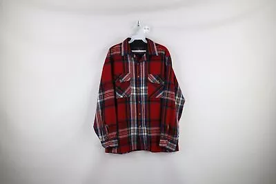 Vtg 90s Streetwear Mens Large Double Pocket Collared Board Button Shirt Plaid • $33.96