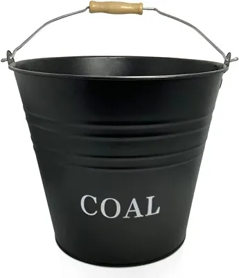 Vintage 12L Cast Iron Coated Coal Bucket Heavy Duty Basket Fireside Log Scuttle • £9.95