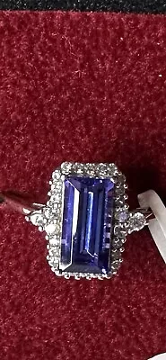 NWT AAA TANZANITE W/ZIRCON HALO RING 2.00CTW SZ 8 • $549.99