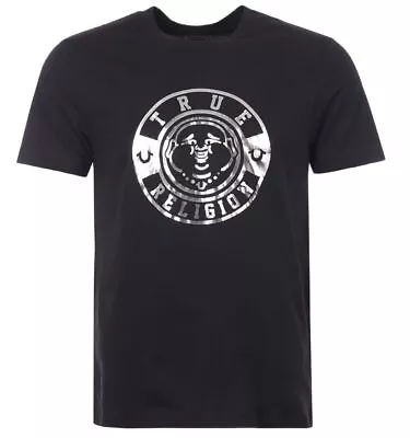 £19 • Buy True Religion Mens Foil Silver Buddha Face Crew Neck T-Shirt In Black BNWT Tee