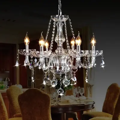 Classic Vintage Crystal Candle Chandeliers Lighting 6 Lights 6 Pretty Lights • $138.99