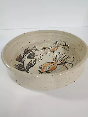 Vintage Goldfish Water Dish 1996 Studio Art Pottery Hand Made Pet Or Candy Dish • $25