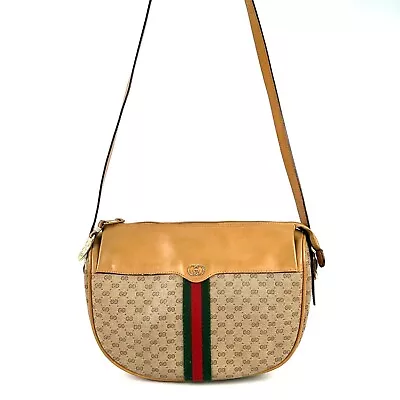 Vintage GUCCI Sherry Line Shoulder Clutch Bag Micro GG Authentic #0173 • $189