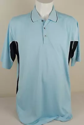 Mizuno Drylite Polo Shirt Mens Adult Size XL Aqua And Black Short Sleeve Casual • $22.47