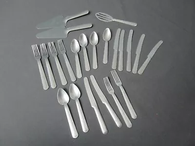 Vintage 23 Aluminum Child's Toy Play Eating Utensils - USA - G3 Sb • $9.93