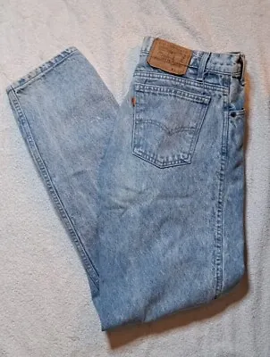 VINTAGE 90s Levi's Jeans Size 34x32 Stone Acid Wash Blue Tapered Leg 40550 0208 • $34.99