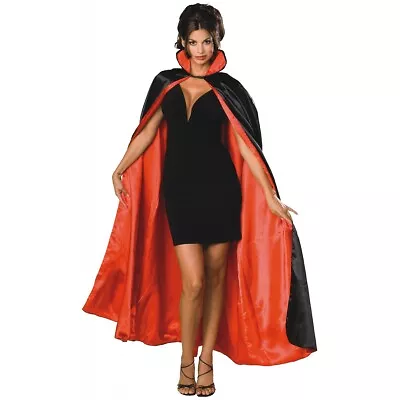 Reversible Satin Cape Vampire Devil Magician Opera Phantom Cloak Costume Acsry • $27.50