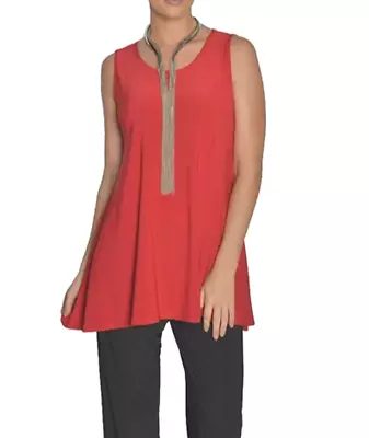 IC Collection Sleeveless Tunic A Line Shape Longer Coral Sz L NWT $98 • $25.49