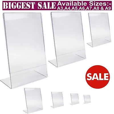 Acrylic Counter Poster Holder Perspex Leaflet Display Stand A3 A4 A5 A6 A7 A8 A9 • £228.84
