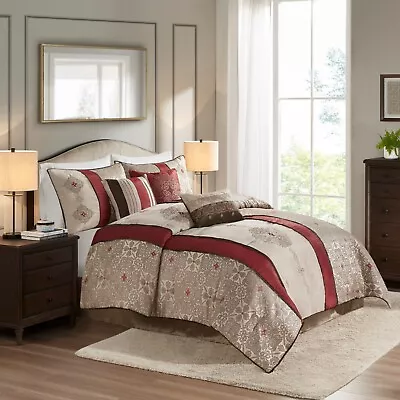 Madison Park Donovan 7 Piece Jacquard Comforter Set With Throw Pillows • $169.99