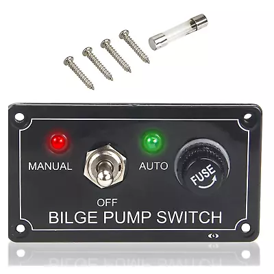 Black Bilge Alarm Pump Switch With LED Indicator DC12V Marine Boat Accessories • $15.98