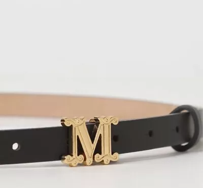 Black Max Mara M Graziata Leather Belt Size L • $150