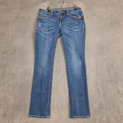 Miss Me Jeans Womens 29 (30x31) JE5014T44L Studded Flap Pockets Designer Stretch • $25