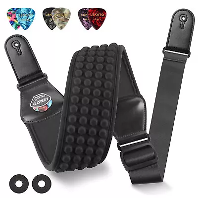 $18.59 • Buy LEKATO Acoustic Electric Guitar Bass Strap 2 /3  Wide Pad Holder Adjustable Belt
