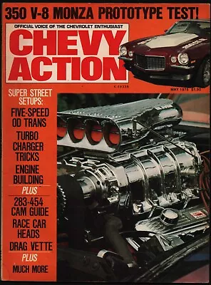 May 1975 Chevy Action Magazine 350 V8 Monza Prototype Test Drag Vette • $8