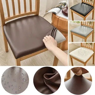 $8.99 • Buy Stretch Waterproof PU Leather Dining Chair Seat Cover Removable Chair Protector