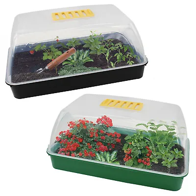 Garden Patio Seed Tray Greenhouse Propagator Cover Flower Pot Planter Vented Lid • £5.29