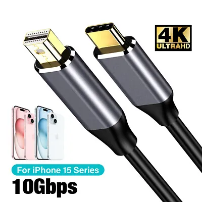 USB C To Mini DisplayPort Cable 4K@60Hz Type C Video Cord For IPhone 15 Plus Pro • $13.88
