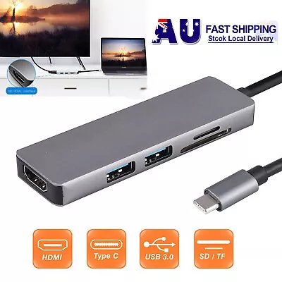 $17.95 • Buy 5 In 1 USB Type C HUB HD Output 4K HDMI USB 3.0 SD/TF Adapter For MacBook Pro AU